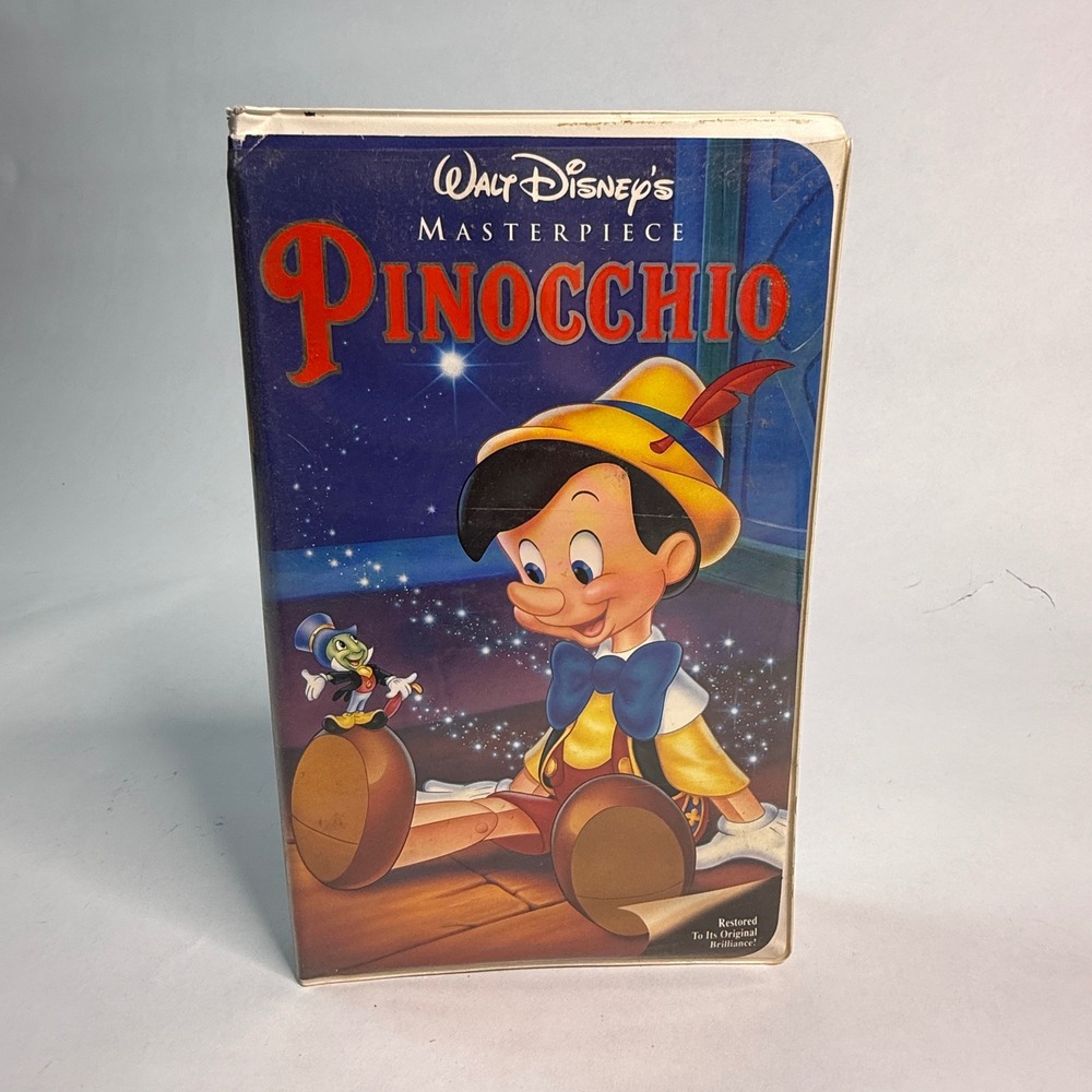 Walt Disney Masterpiece Pinocchio VHS 1993‎ Clamshell Case Restored Edition G